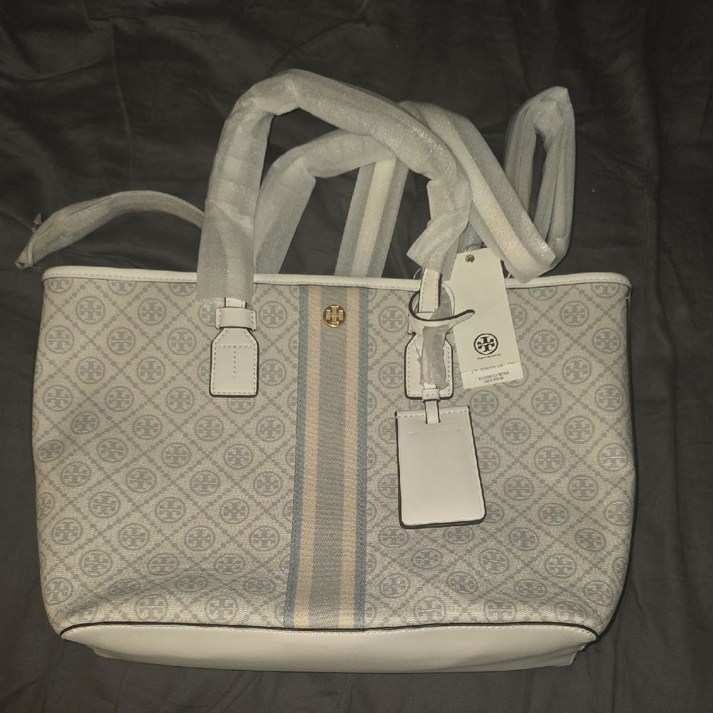 Tory Burch T Monogram Coated Canvas Small Tote